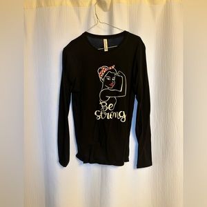 “Be Strong” long sleeve black tee